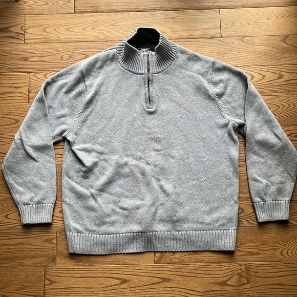 LL BEAN Men's Cotton Sweater, Quarter-Zip size XL - Picture 7 of 9